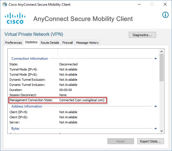 Cisco Management Tunnel - ASA Configuration